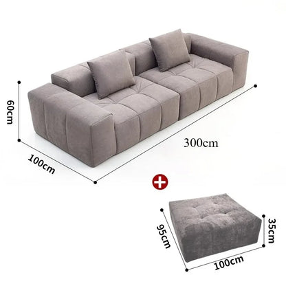 Full Sponge Compressed Fabric Sofa Modern Simple Living Room Couch Tofu Block Sofa Small Apartment Straight Row Combination Sofa