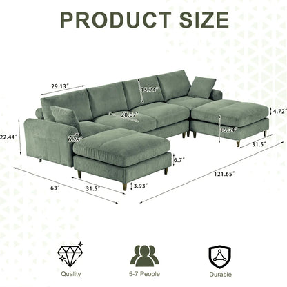121" Modular Sectional Sofa Couch L Shaped Upholstered Sofa With Chaise Cushion Oversized 6 Seater Couches Sofas For Living Room