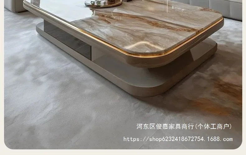 Light luxury modern coffee table microcrystalline stone high-end home high-end new living room villa marble lengthening