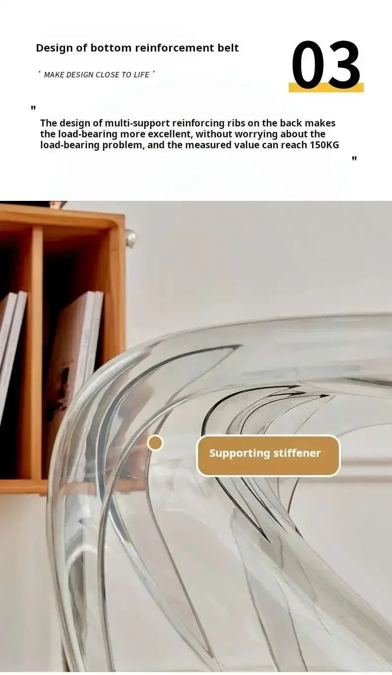 Transparent Plastic Chair Living Room Relax Backrest Waiting Cafe Chair Hotel Acrylic Design Dining Stool Nordic Furniture