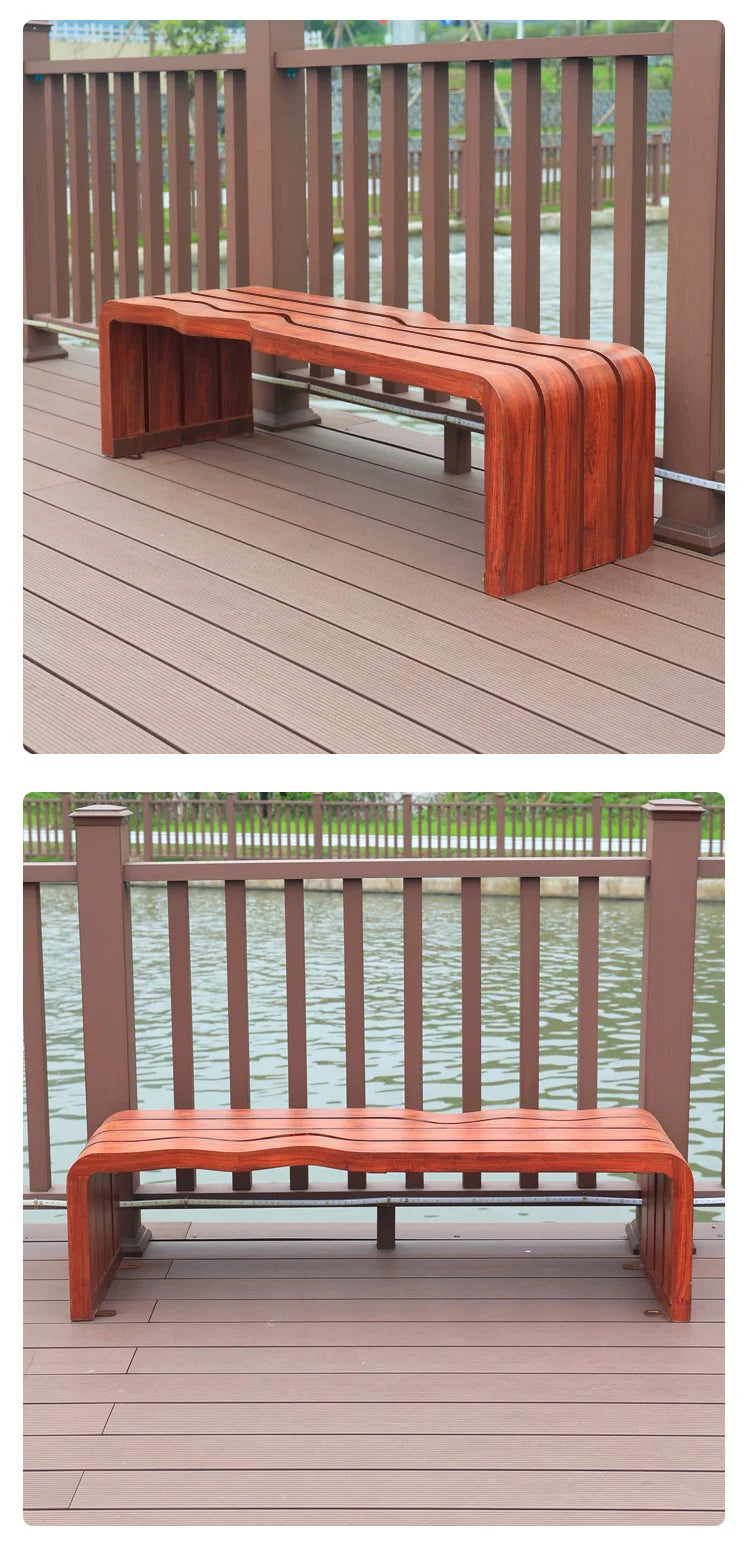 Banc extérieur d'acier galvanisé de Patio en bois de loisirs sièges en fer conception bancs de jardin de parc banc d'attente de jardin