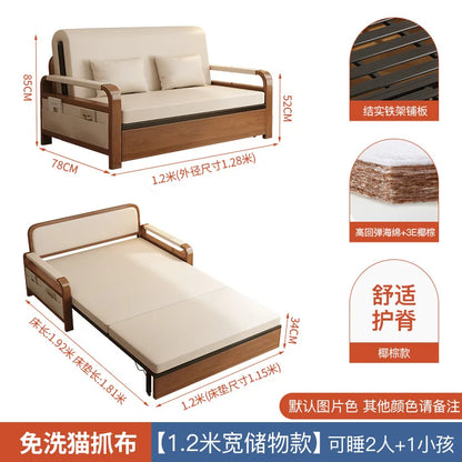 Light luxury home living room balcony folding sofa bed, single double multi functional telescopic bed