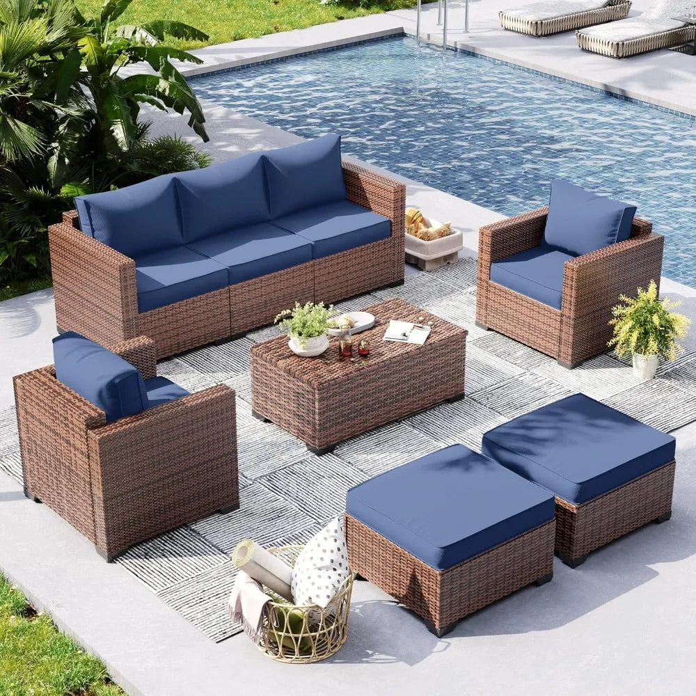 PatioLix Furniture Set, 6 Pieces Outdoor Sectional Sofa Set with Storage Table