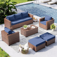 PatioLix Furniture Set, 6 Pieces Outdoor Sectional Sofa Set with Storage Table