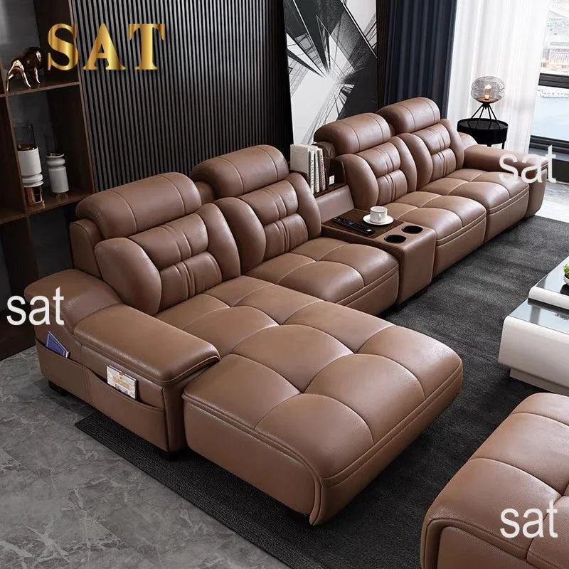 For Modern Luxury Genuine Leather Modular Corner Sofas Beds Sectional L Shape Sofa Couch Set Furniture Living Room Couches
