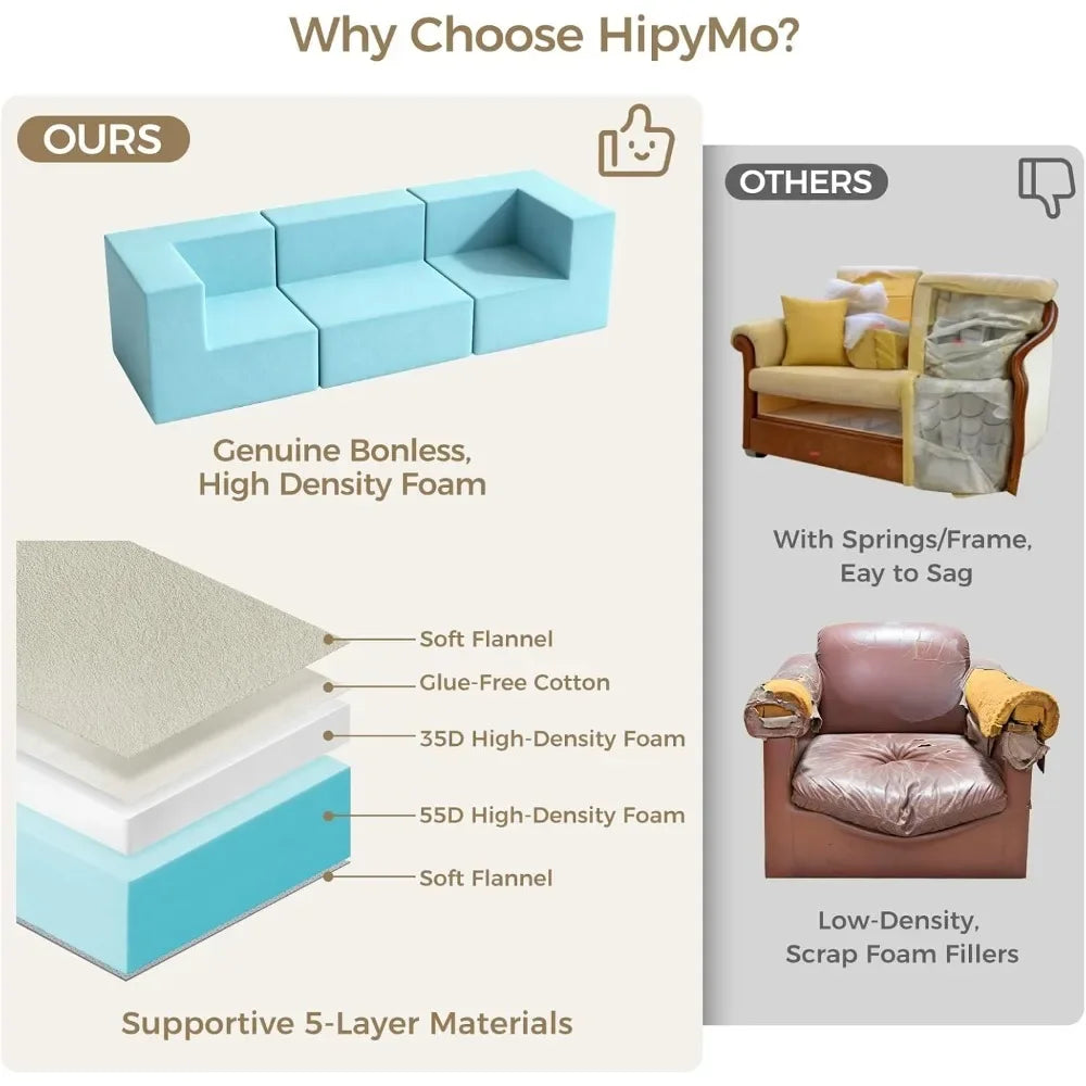 L-Shaped Boneless Cloud Couch, Modular Sectional Sofa with Ottoman, Extra-Wide Armrests, Deep Seat Sectional Couches,Customized