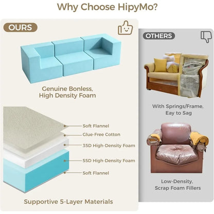 L-Shaped Boneless Cloud Couch, Modular Sectional Sofa with Ottoman, Extra-Wide Armrests, Deep Seat Sectional Couches,Customized