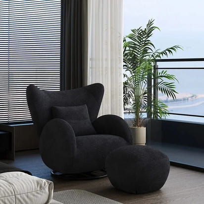 Rotatable antelope single sofa living room fabric leisure chair antique bedroom home lazy sofa