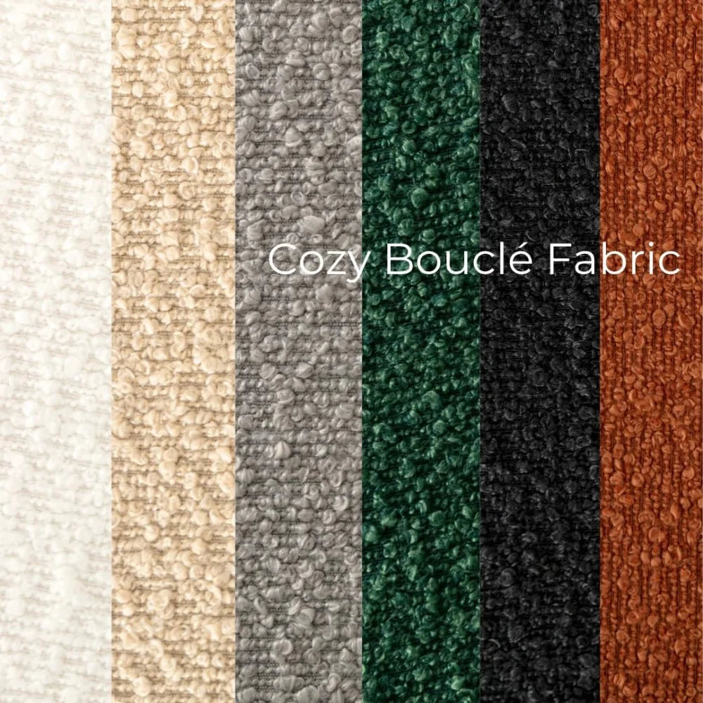 Boucle Dining Chairs Set of 4, Rust Dining Chairs with Upholstered Seat and Round Back, Mid-Century Modern Kitchen Chairs