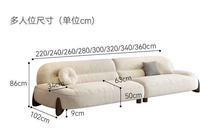 Sofa cream style, minimalist cat claw cloth leather art, small apartment living room arc sofa