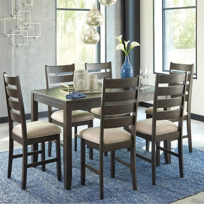 20" Dining Room Table Set with 6 Upholstered Chairs - Beautifully Crafted, Easy to Assemble