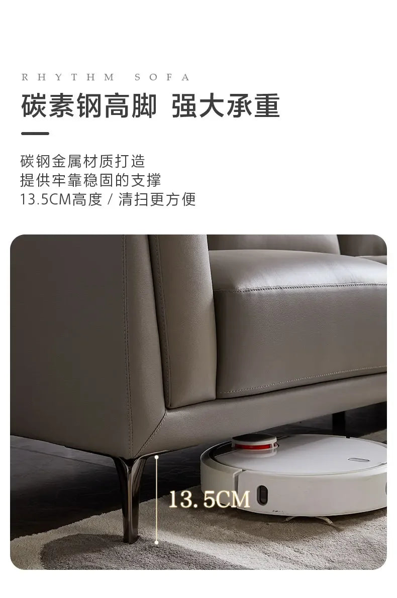 Italian simple style small apartment living room leather sofa