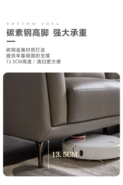 Italian simple style small apartment living room leather sofa