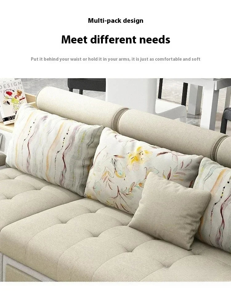 Linlamim Fabric Sofa Set Furniture Living Room Sofa Set with USB and Stools / Big U Shape Cloth Couch Sofas for Home Furniture