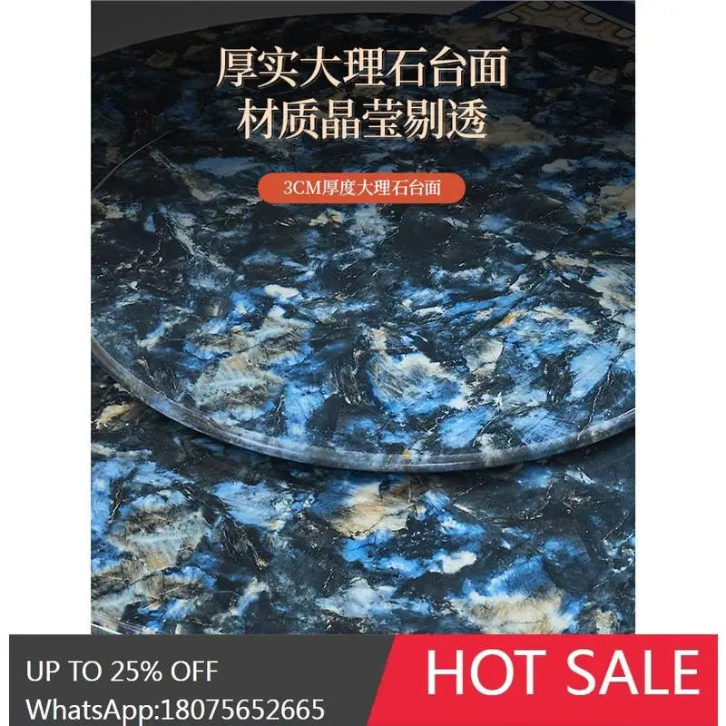 HLZ European Style Dining Table New Luxury High-End Solid Wood Home Marble French Retro Table and Chair Set Villa