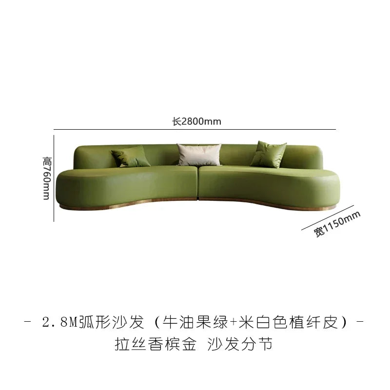 Minimalist light luxury leather sofa designer large apartment Italian large arc sofa