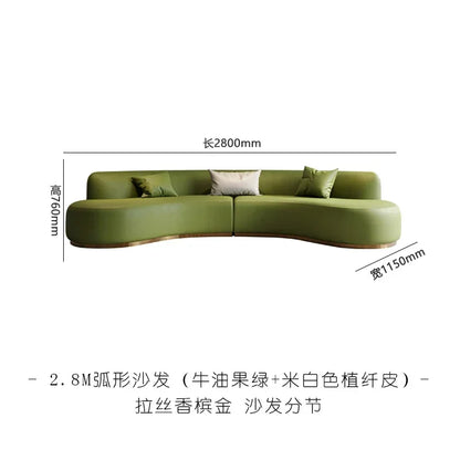 Minimalist light luxury leather sofa designer large apartment Italian large arc sofa