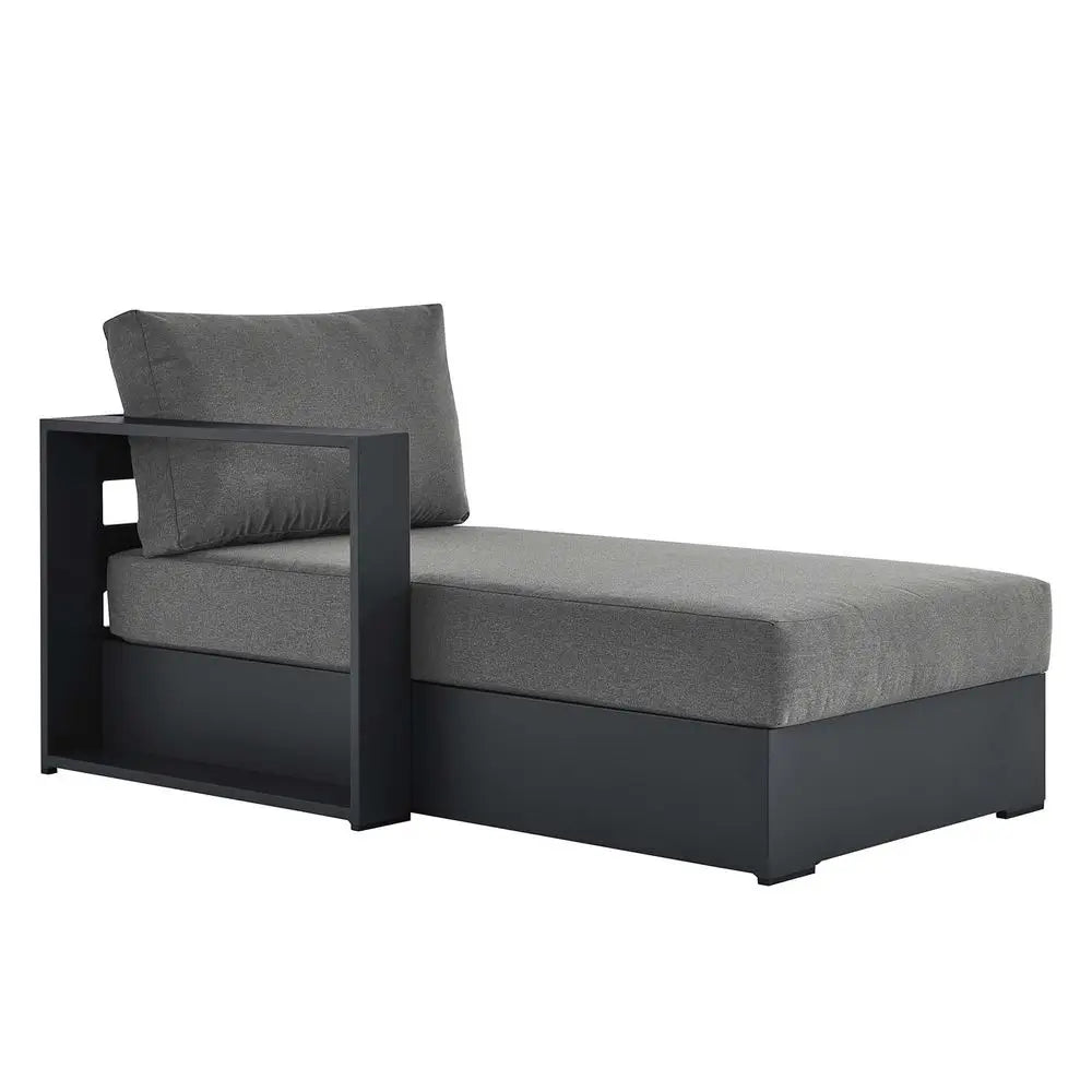Tahoe Aluminum Outdoor Chaise Lounge in Gray Charcoal with WeatherResistant Cushions, Modular LeftFacing Patio Lounger for Pool