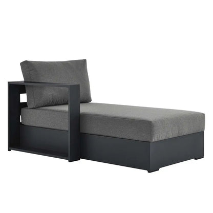 Tahoe Aluminum Outdoor Chaise Lounge in Gray Charcoal with WeatherResistant Cushions, Modular LeftFacing Patio Lounger for Pool