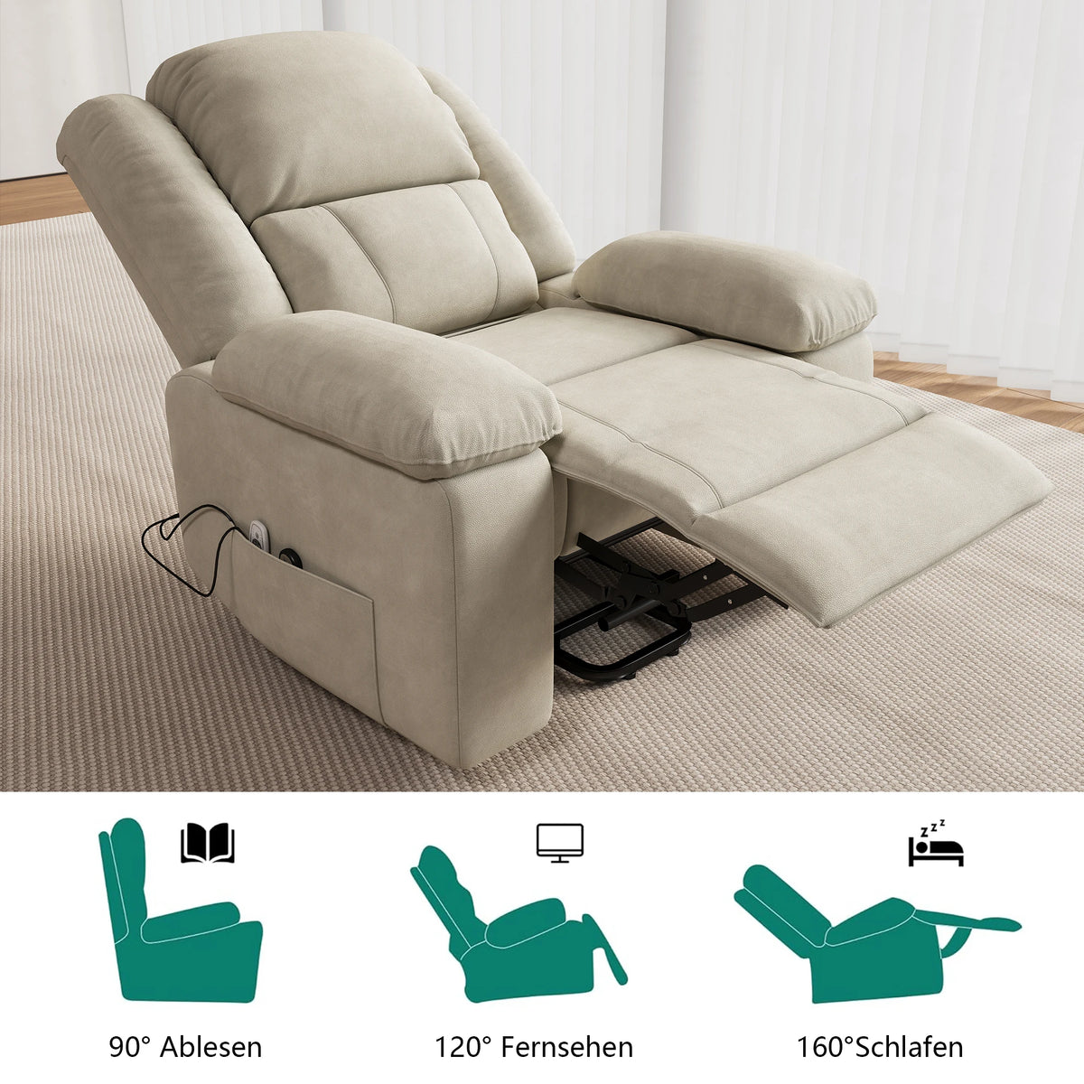Comanlai Senior Chairs, with Standing and Reclining Function, Adjustable Electric Massage Chair, with Massage & Heat Function