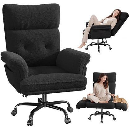 Big and Tall Office Chair with Adjustable Armrests & Wheels，145° Reclining Desk Chair Comfy,Pink Vanity Chair for, Customized