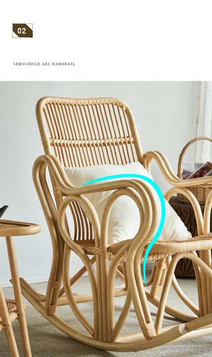 Outdoor Balcony Homestay Garden Single Rattan Chairs Living Room Leisure Rocking Chair Home Furniture Adult Lazy Recliner N M