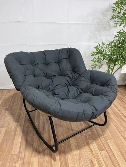 Metal Rocking Chair Adult Reclining Chair Balcon Home Single Leisure Chairs Living Room Red Sofa Chair Lazy Recliner