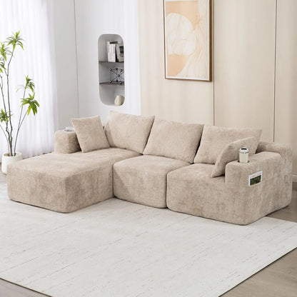 Sectional Sofa with L-Shape Chaise, 102" Cloud Sectional Couch with Deep Seat, 3 Seat Modular Sofa Memory Foam