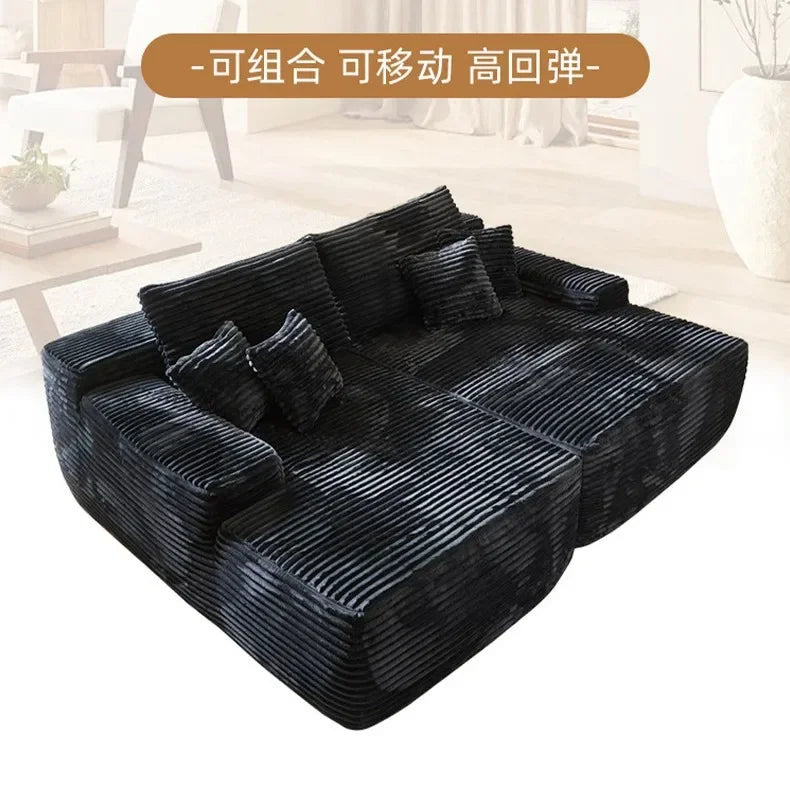 Compression sofa, simple wind sponge filling, soft large seat deep in the living room, corduroy surface, lazy recliner