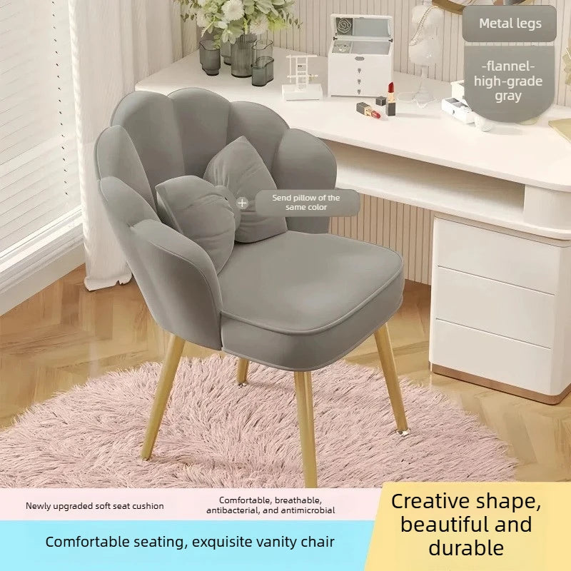 Rotating Makeup Stool for Girls Soft Comfortable Backrest Vanity Chair with Petal Design Home Dressing Table Stool Vanity Chairs