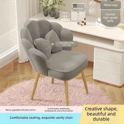 Rotating Makeup Stool for Girls Soft Comfortable Backrest Vanity Chair with Petal Design Home Dressing Table Stool Vanity Chairs