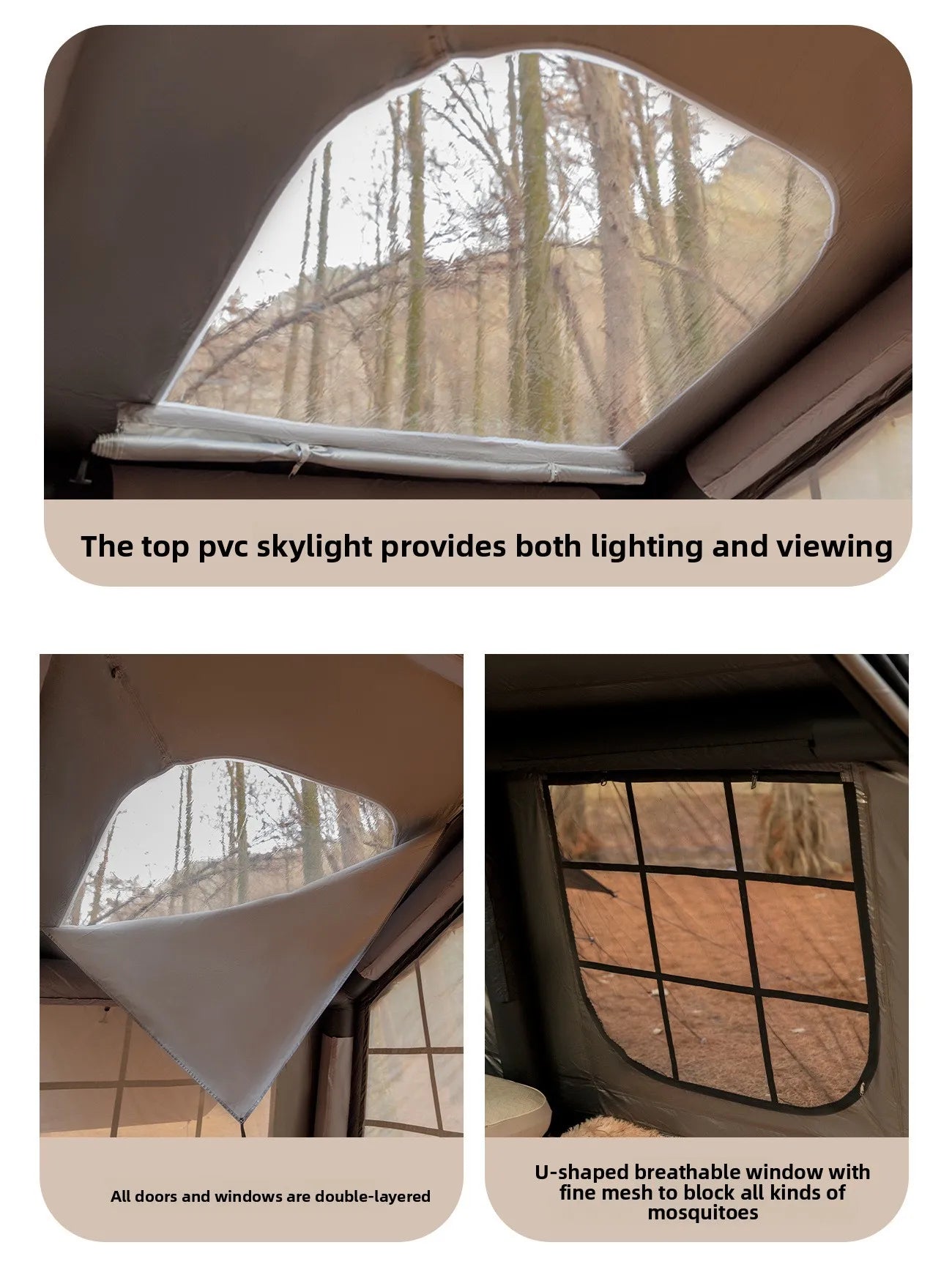 Mountainhiker 13.6㎡ Large Inflatable Tent Outdoor Camping 8-10 Person Tent Rainproof Family Awning Beach Quick Open Fishing Park