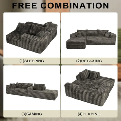 Couch with L-Shape Chaise,Modern Modular Sofa with Deep Seat, Upholstered Couches