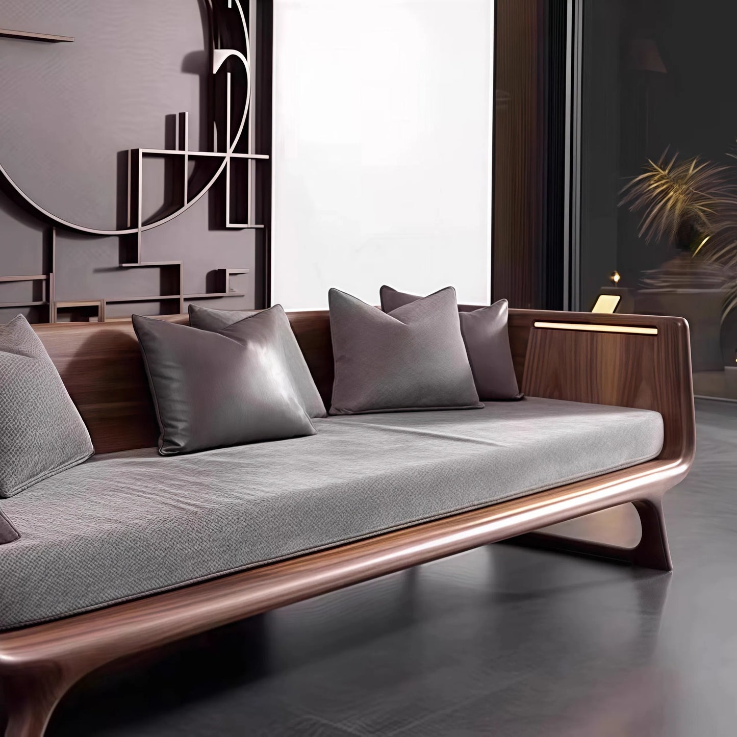New Chinese-style North American black walnut sofa high-end custom home bed and breakfast living room ash wood solid wood light