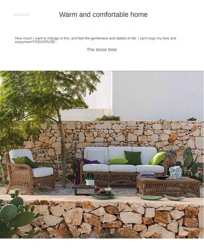 Outdoor PE Rattan Garden Chairs Balcony Courtyard Garden Waterproof Sofa Chairs Outdoor Terrace Leisure Chair Outdoor Furniture