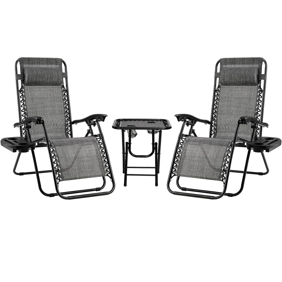 Homfa Garden Sun Lounger Set with Table Folding Adjustable Zero Gravity Recliner Chair Seat Indoor/Outdoor