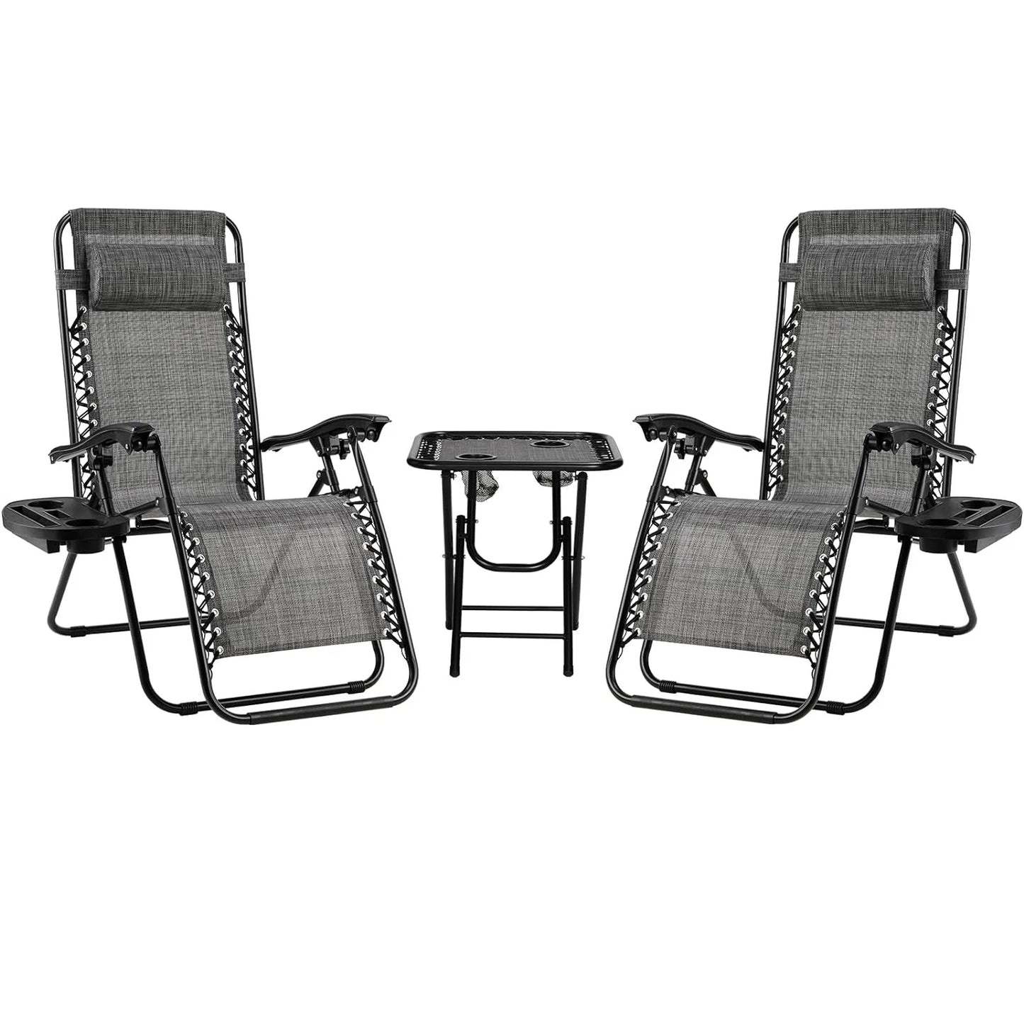 Homfa Garden Sun Lounger Set with Table Folding Adjustable Zero Gravity Recliner Chair Seat Indoor/Outdoor