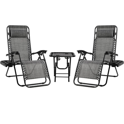 Homfa Garden Sun Lounger Set with Table Folding Adjustable Zero Gravity Recliner Chair Seat Indoor/Outdoor