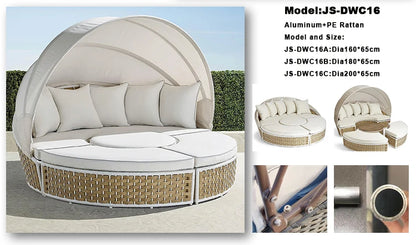 Modern Day Bed Patio Furniture Hotel Luxury Teak Rope Garden Sun Lounger Round Aluminum Rattan Wicker Outdoor Daybed With Canopy
