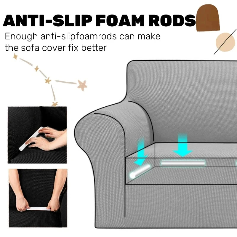 New All-season L-shape Non-slip Elastic Sofa Cover With Patterns, 360 Degree Coverage 1/2/3/4 Seat Sofa Cushion for Living Room