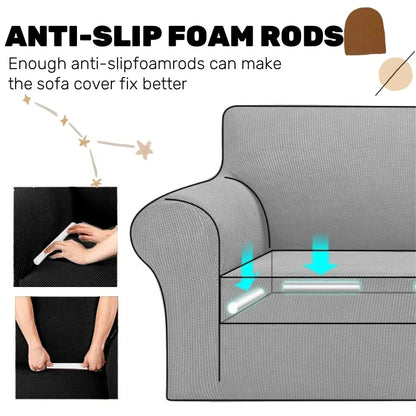 New All-season L-shape Non-slip Elastic Sofa Cover With Patterns, 360 Degree Coverage 1/2/3/4 Seat Sofa Cushion for Living Room
