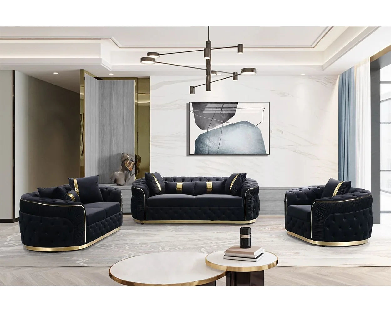 Machine High Quality Luxury Living Room Sofa Set Gold Stainless Steel Lounge Sofa Velvet 2-3 Seater Couch