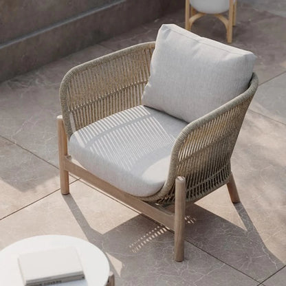 Outdoor rattan sofa courtyard garden open-air balcony leisure outdoor solid wood teak villa