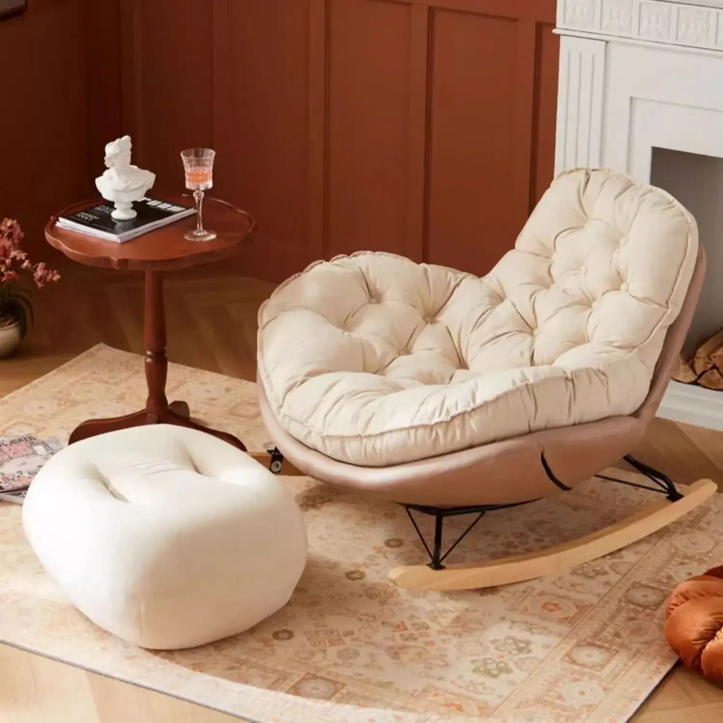 Elegant Nordic Rocking Chair for Living Room Single Penguin Chair Cozy Lazy Sofa Stylish Lounge Chair for Balcony and Patio