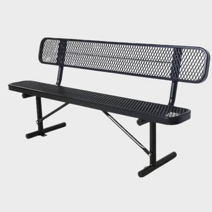 Outdoor Furniture Powder Coated Slatted Steel Bench Seat Outside Park Metal Seating Bench Garden Rustic Sitting Chair Bench