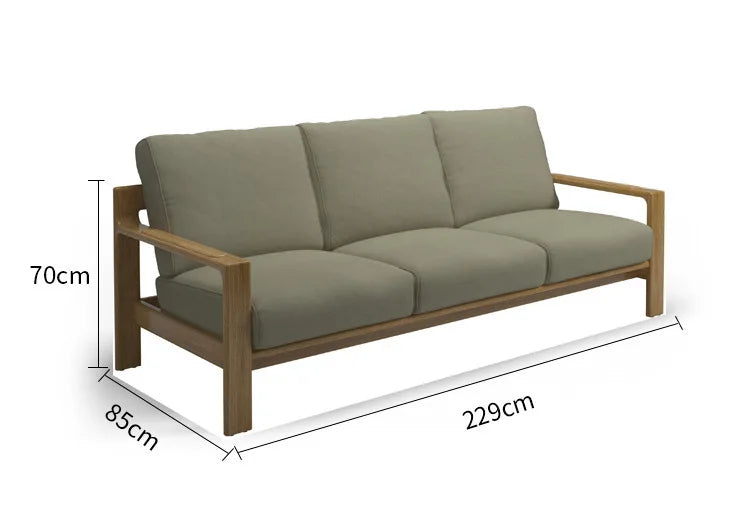 Nordic outdoor sofa balcony courtyard garden open-air waterproof and sunscreen high-end teak sofa coffee table combination