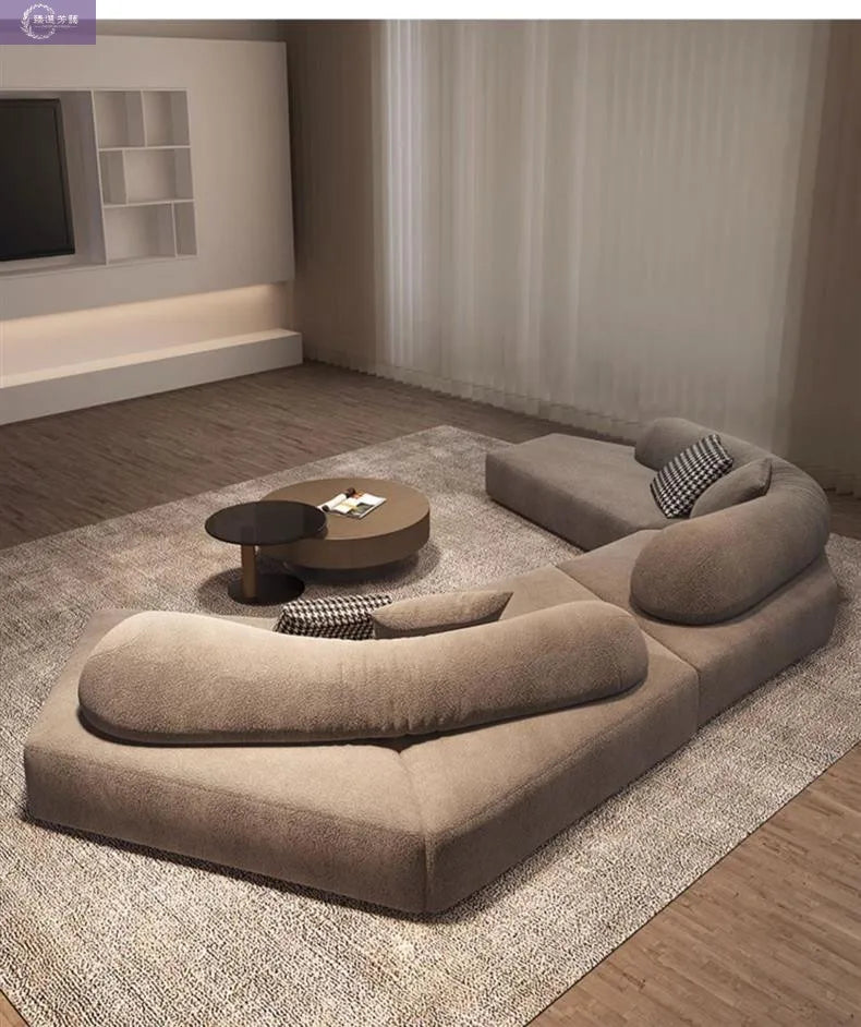 Fabric Sofa Combination Villa Large Apartment Sitting Italian Rock Irregular Special-shaped Large Flat Edta Double-sided