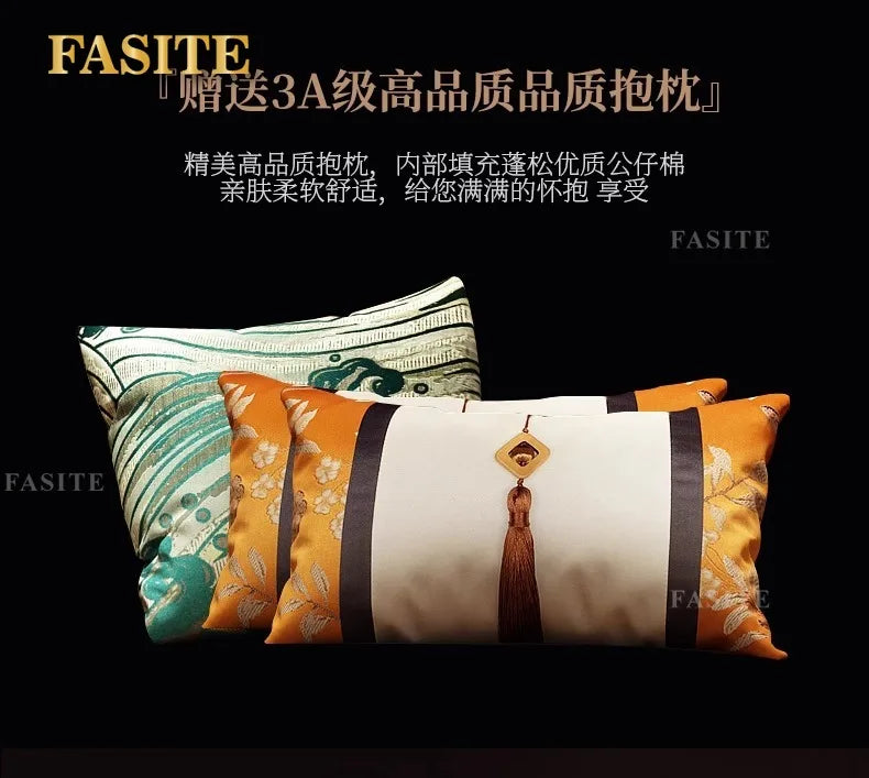 leather sofa new Chinese-style first-layer cowhide European-style solid wood living room corner combination villa