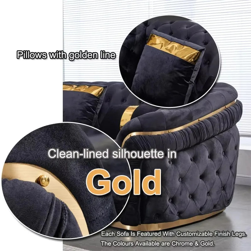 Plush velvet sofa and loveseat corner furniture living room wooden leg set