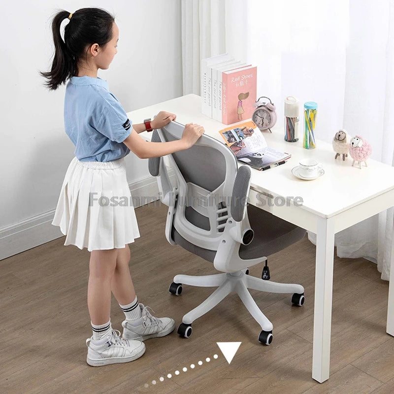 Adjustable Lumbar Support Home Desk Chairs with Armrests Students Study Computer Chair Office Mesh Swivel Chair with Wheels